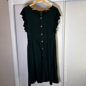 Elegant Green Button-Down Dress